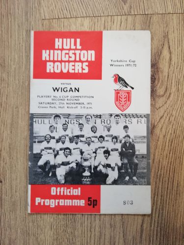 Hull KR v Wigan Nov 1971 Players No6 Trophy Rugby League Programme