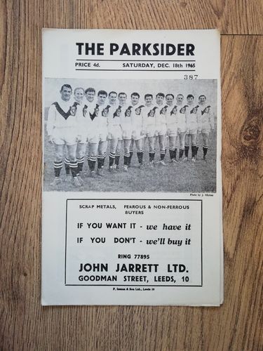Hunslet v Featherstone Dec 1965 Rugby League Programme