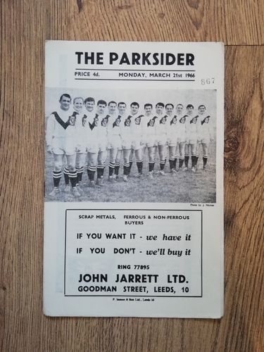Hunslet v Huddersfield Mar 1966 Rugby League Programme