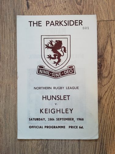 Hunslet v Keighley Sept 1968 Rugby League Programme