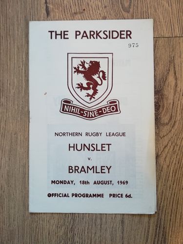 Hunslet v Bramley Aug 1969 Rugby League Programme