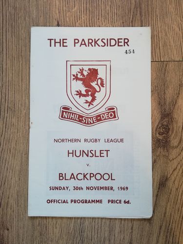 Hunslet v Blackpool Nov 1969 Rugby League Programme