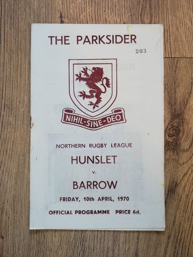 Hunslet v Barrow Apr 1970 Rugby League Programme