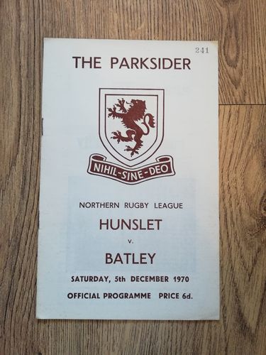 Hunslet v Batley Dec 1970 Rugby League Programme
