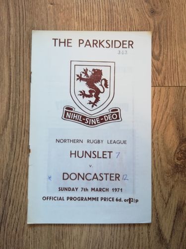 Hunslet v Doncaster Mar 1971 Rugby League Programme
