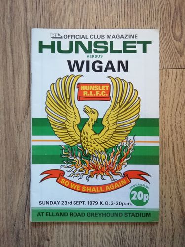 Hunslet v Wigan Sept 1979 Rugby League Programme