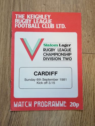 Keighley v Cardiff Sept 1981 Rugby League Programme
