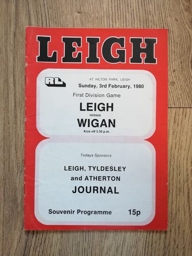 Leigh v Wigan Feb 1980 Rugby League Programme