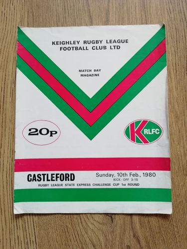 Keighley v Castleford Feb 1980 Challenge Cup Rugby League Programme