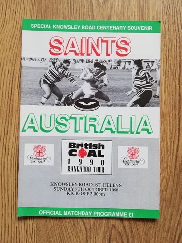 St Helens v Australia Oct 1990 Rugby League Programme