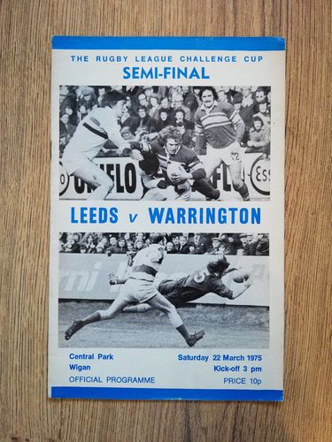 Leeds v Warrington Mar 1975 Challenge Cup Semi-Final Rugby League Programme