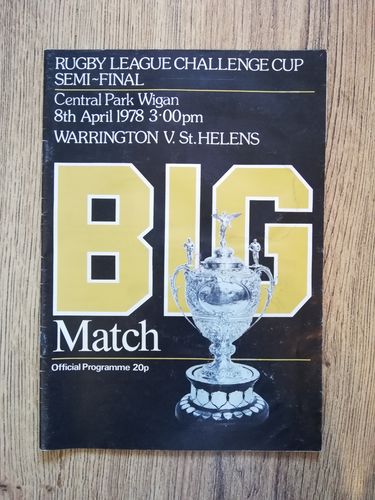 Warrington v St Helens 1978 Challenge Cup Semi-Final Rugby League Programme
