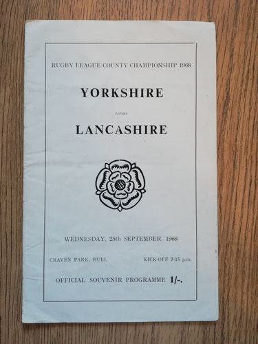 Yorkshire v Lancashire Sept 1968 Rugby League Programme