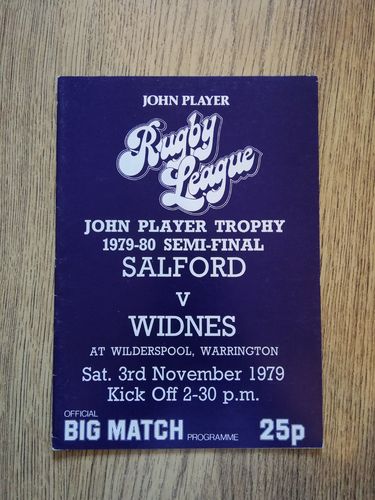 Salford v Widnes Nov 1979 John Player Trophy Semi-Final Rugby League Programme