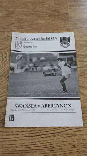 Swansea v Abercynon Dec 1993 Rugby Programme