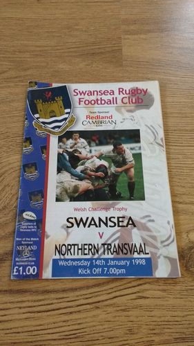 Swansea v Northern Transvaal Jan 1998 Rugby Programme