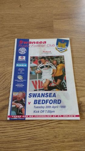 Swansea v Bedford Apr 1999 Rugby Programme