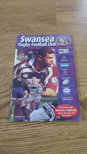 Swansea v Dunvant Feb 2000 Rugby Programme