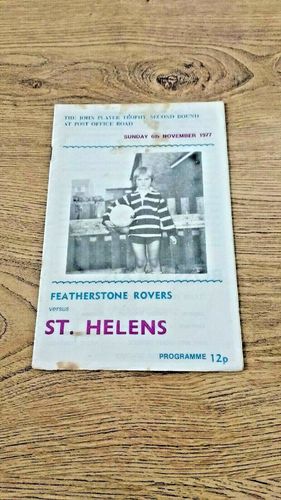 Featherstone Rovers v St Helens Nov 1977 John Player Trophy Rugby League Programme