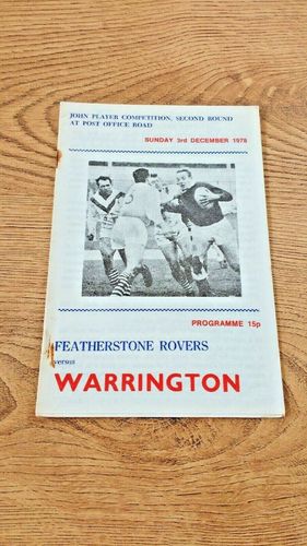 Featherstone Rovers v Warrington Dec 1978 John Player Competition