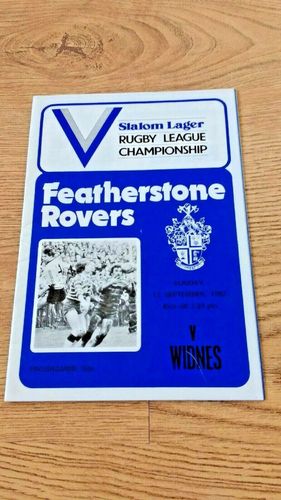 Featherstone Rovers v Widnes Sept 1982 Rugby League Programme