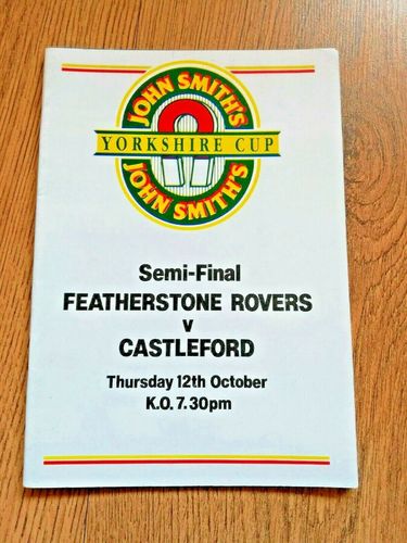 Featherstone Rovers v Castleford Oct 1989 Yorkshire Cup Semi-Final RL Programme