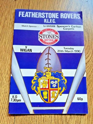 Featherstone Rovers v Wigan Mar 1990 Rugby League Programme