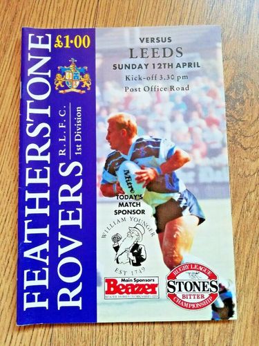 Featherstone Rovers v Leeds Apr 1992 Rugby League Programme