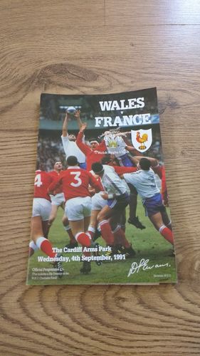 Wales v France Sept 1991 Rugby Programme