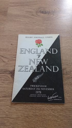 England v New Zealand 1978 Rugby Programme