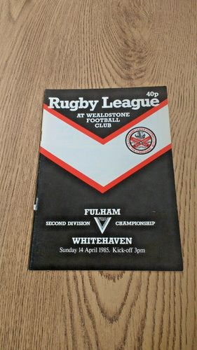 Fulham v Whitehaven Apr 1985 Rugby League Programme