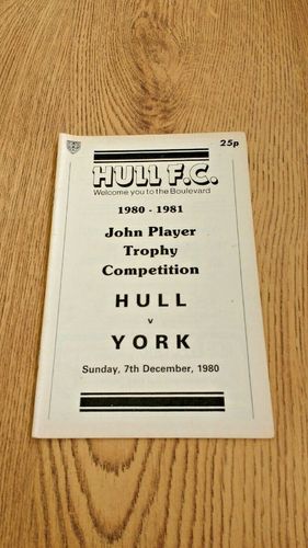 Hull v York Dec 1980 John Player Trophy