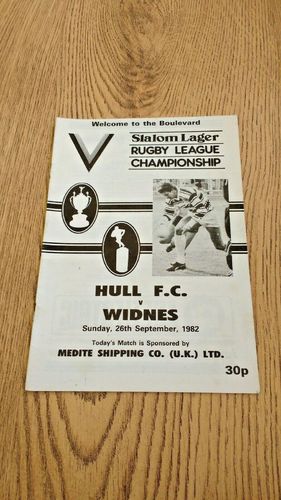 Hull v Widnes Sept 1982 Rugby League Programme