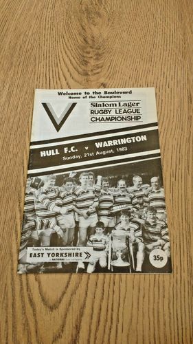 Hull v Warrington Aug 1983 Rugby League Programme