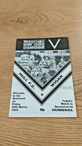 Hull v Wigan Mar 1985 Rugby League Programme