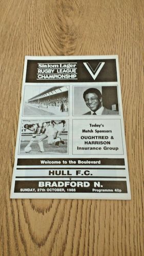 Hull v Bradford Northern Oct 1985 Rugby League Programme
