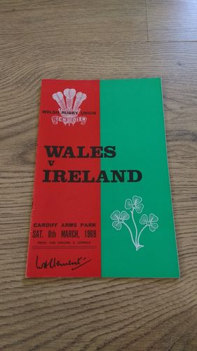 Wales v Ireland 1969 Rugby Programme