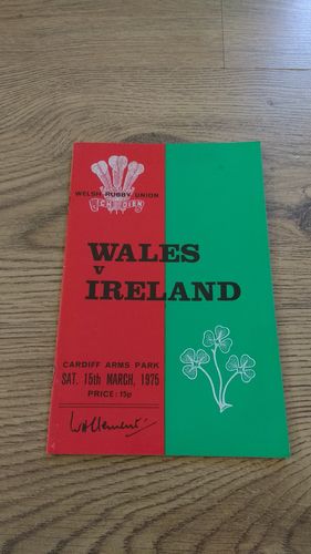 Wales v Ireland 1975 Rugby Programme & Ticket