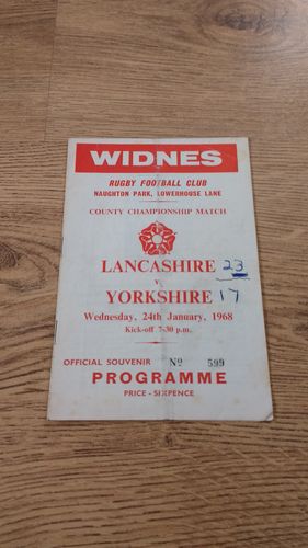 Lancashire v Yorkshire Jan 1968 Rugby League Programme