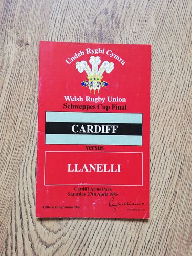 Cardiff v Llanelli 1985 Schweppes Cup Final Rugby Programme
