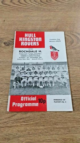 Hull KR v Rochdale Hornets Sept 1975 Players No6 Competition Rugby League Programme
