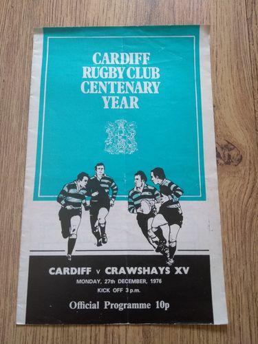 Cardiff v Crawshays XV 1976 Rugby Programme