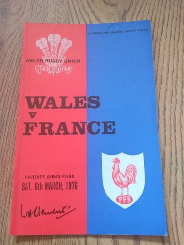 Wales v France 1976 Rugby Programme