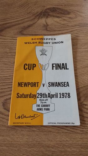Newport v Swansea 1978 Welsh Cup Final Rugby Programme