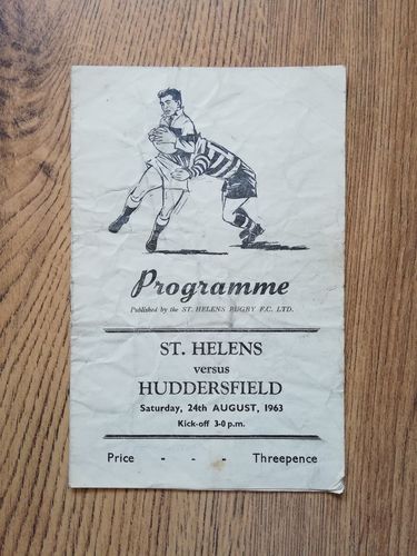 St Helens v Huddersfield Aug 1963 Rugby League Programme