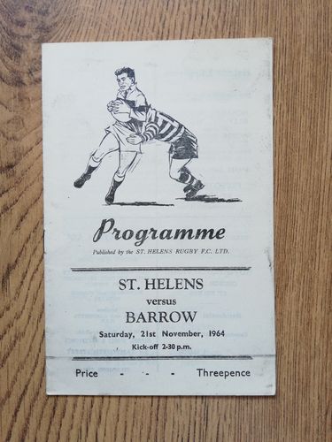 St Helens v Barrow Nov 1964 Rugby League Programme