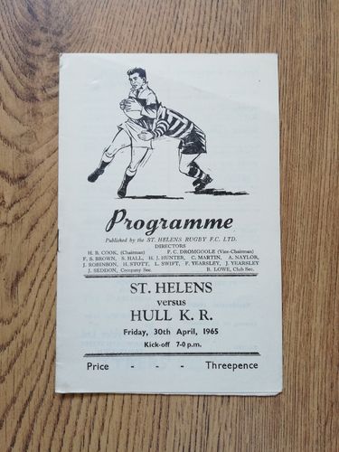 St Helens v Hull KR Apr 1965 Play-Off Rugby League Programme