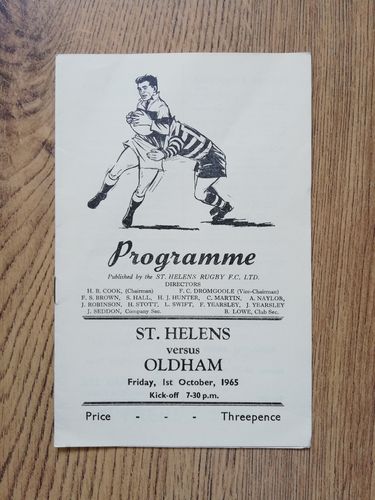 St Helens v Oldham Oct 1965 Rugby League Programme