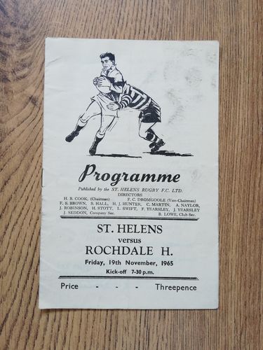 St Helens v Rochdale Hornets Nov 1965