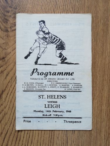 St Helens v Leigh Feb 1966 Rugby League Programme